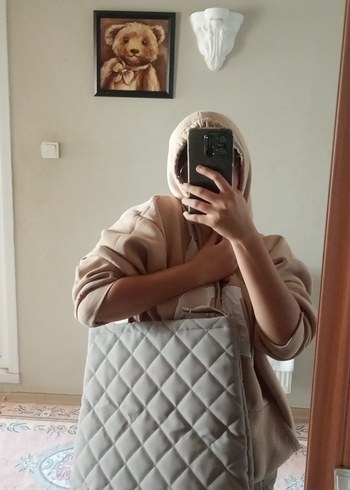 Gri Kadın Minimalist Fermuarlı Çanta - Görsel 5