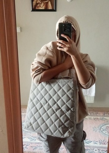 Gri Kadın Minimalist Fermuarlı Çanta - Görsel 6