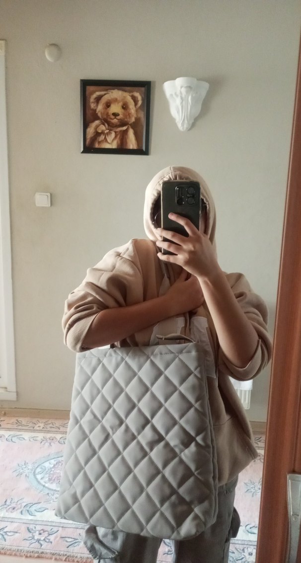 Gri Kadın Minimalist Fermuarlı Çanta - Görsel 5