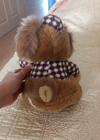 Beden Kahverengi Ekoseli Şapkalı Peluş Köpek