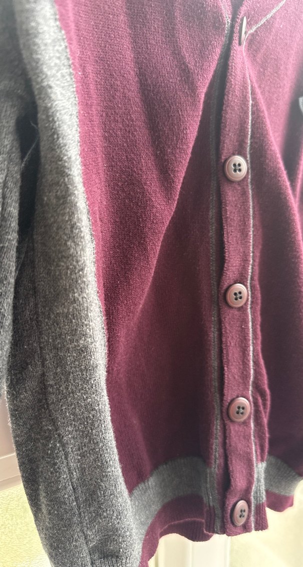 #Bordo Gri Düğmeli #Erkek  #Hırka - Görsel 4