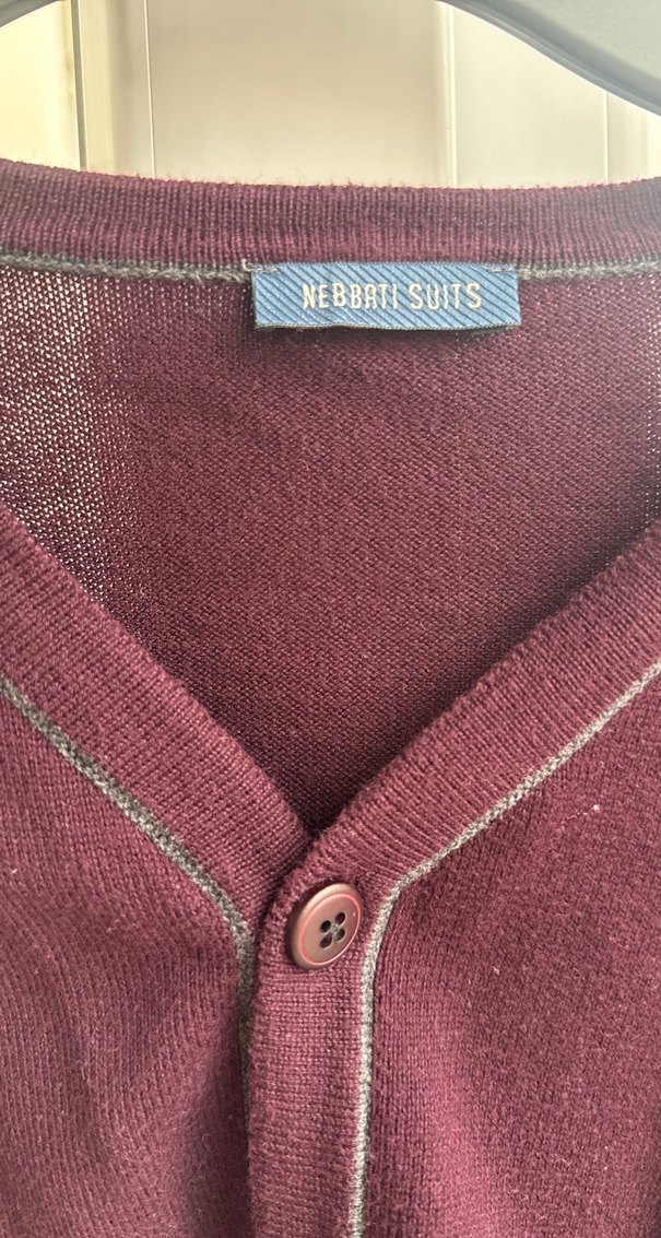 #Bordo Gri Düğmeli #Erkek  #Hırka - Görsel 3