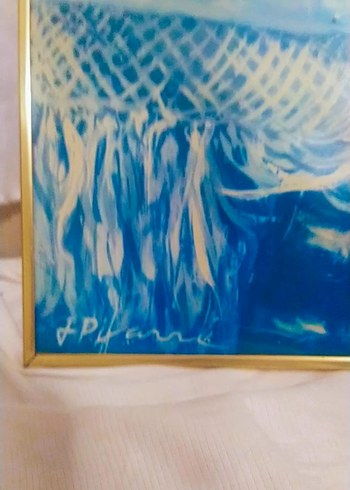 Karanlık Mavi Tonlarda Kadın Portresi cam tablo - Görsel 2