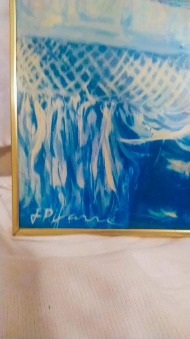 Karanlık Mavi Tonlarda Kadın Portresi cam tablo - Görsel 2