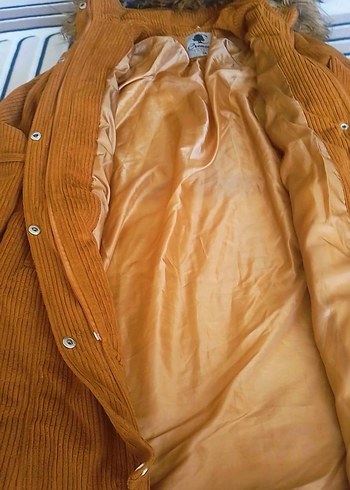 Kadın Kahverengi Düğmeli kapşonlu Midi Kaban - Görsel 2