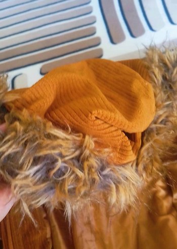 Kadın Kahverengi Düğmeli kapşonlu Midi Kaban - Görsel 4