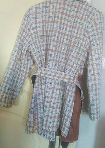 Kemerli Kadın Uzun Kahverengi Ceket - Görsel 2