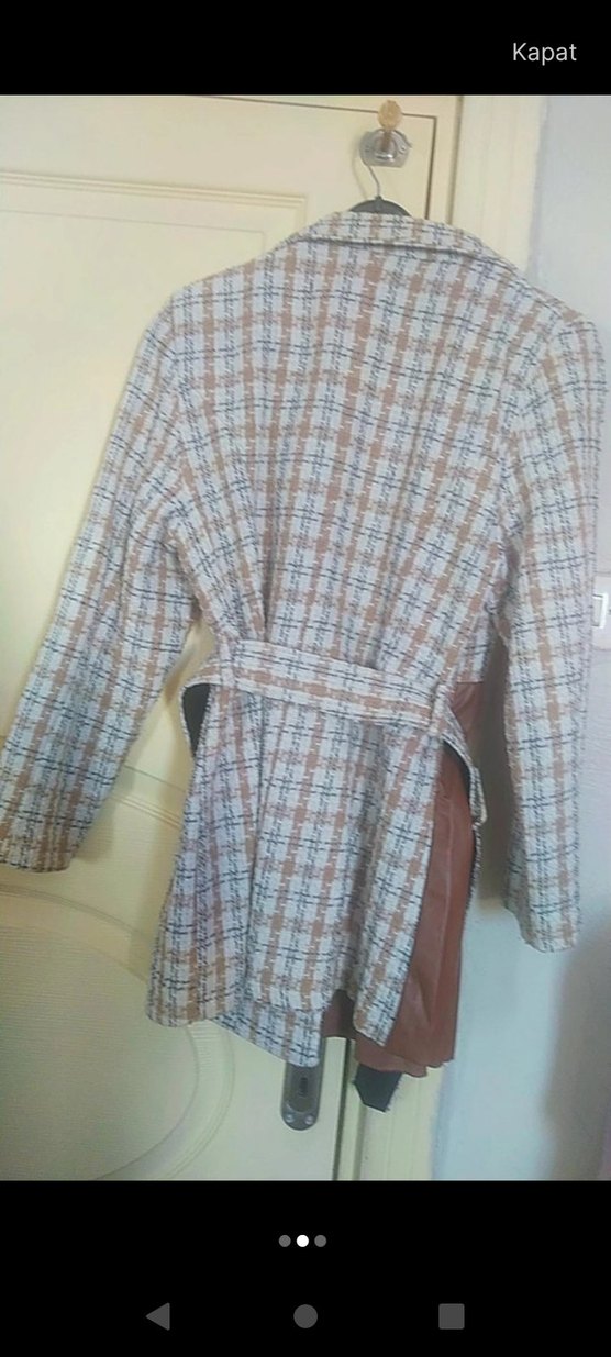 Kemerli Kadın Uzun Kahverengi Ceket - Görsel 2