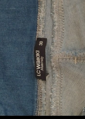 Koyu Lacivert Denim Askılı hamile  Tulum - Görsel 2