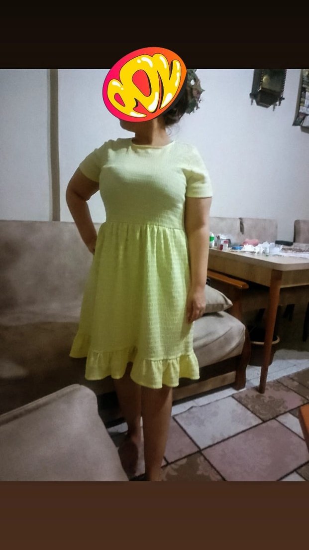 Koton Sarı Kadın Kısa Kollu Midi Elbise - Görsel 2