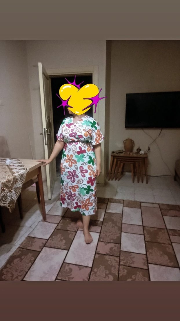 Bohem Çok Renkli V Yaka Uzun Elbise - Görsel 2