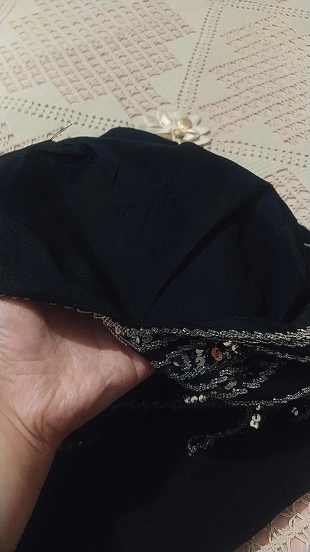 Siyah İşlemeli Boncuklu Uzun Abiye Elbise - Görsel 4