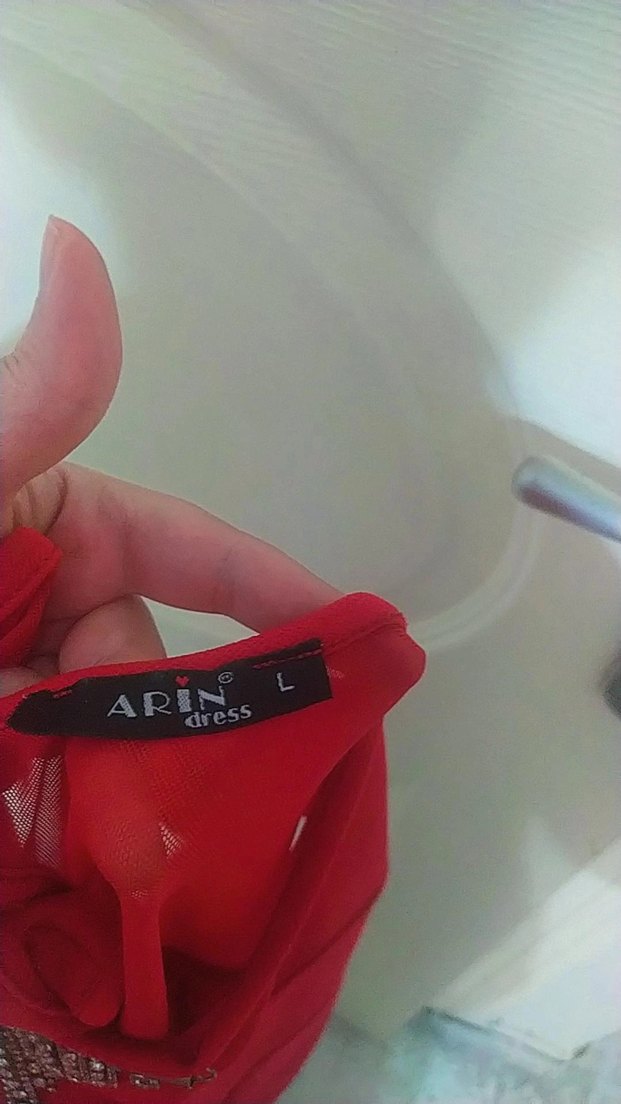 Drapeli Kırmızı Uzun Abiye Elbise - Görsel 2