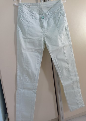 Su yeşiliDüğmeli Kadın Denim Pantolon