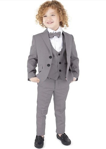 Bej Modern Klasik Erkek Çocuk Takım Elbise - Görsel 4