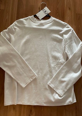 Zara Kadın Beyaz Uzun Kollu Basic Sweatshirt