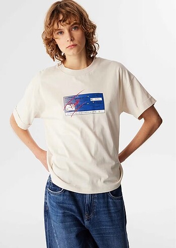 Twist düşük omuz tshirt