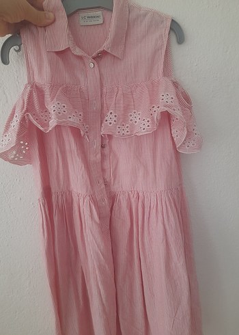 LC Waikiki Pembe Kız Çocuk Fırfırlı Elbise