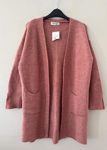 Pembe Triko Kadın Hırka Uzun Kollu