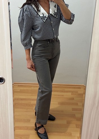 Beyoğlu Butik Gri Regular Fit Kadın Denim Pantolon