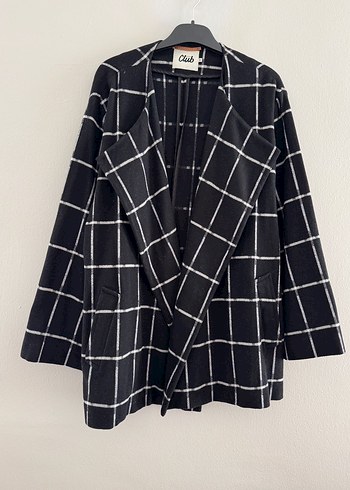 Düğmeli Kareli Siyah Kadın Blazer
