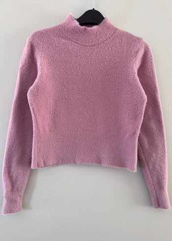 Pembe Triko Kadın Bisiklet Yaka Kazak