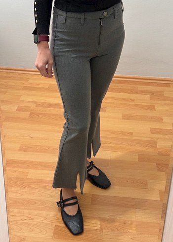 s Beden gri Renk Gri Kadın Denim Midi Pantolon
