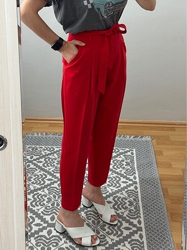 xs Beden kırmızı Renk Havuç model kumaş pantolon