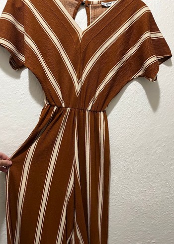 V Yaka Kahverengi Pilili Uzun Tulum - Görsel 2