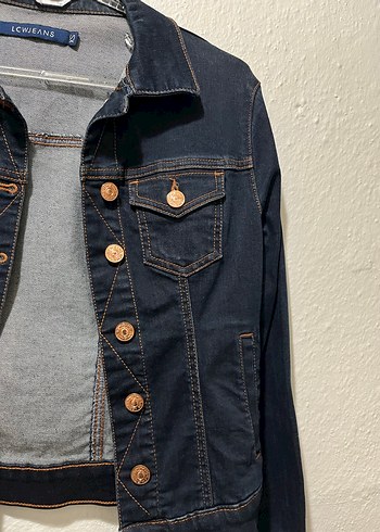 Düğmeli Lacivert Kadın Kot Ceket - Görsel 2
