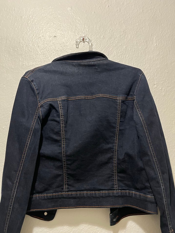 Düğmeli Lacivert Kadın Kot Ceket - Görsel 3