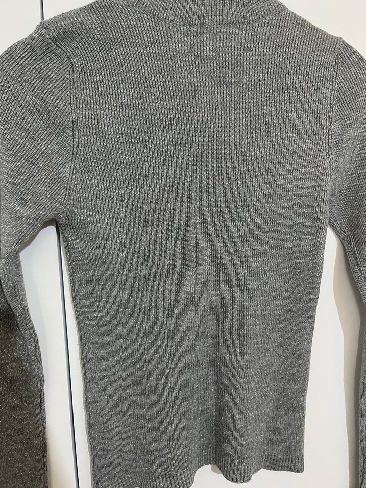 Gri Kadın Triko Uzun Kollu Kazak - Görsel 4