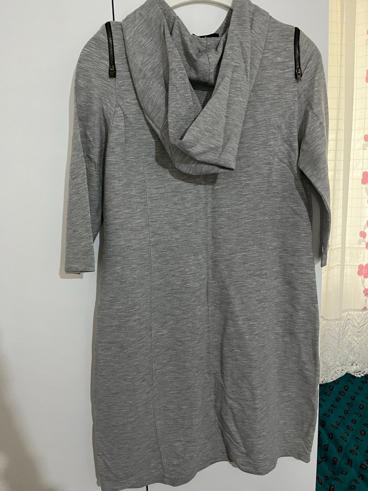 Gri Midi Uzun Kollu Triko Elbise - Görsel 4