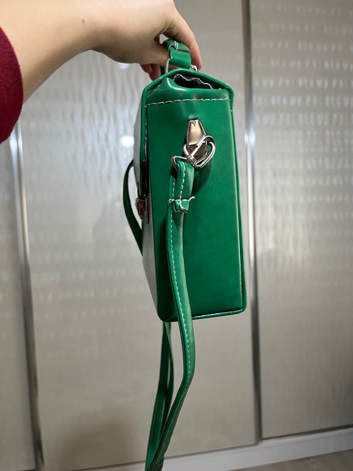 Yeşil Vintage Deri Kadın Çantası - Görsel 2