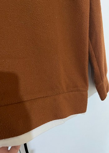 Kadın Kahverengi Pamuklu Sweatshirt - Görsel 3