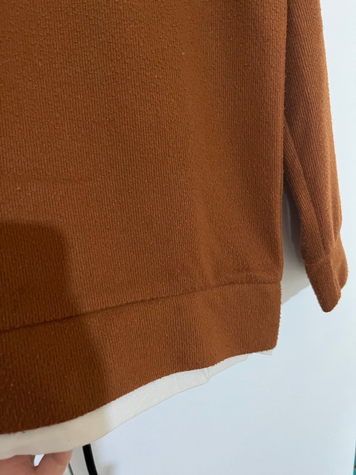 Kadın Kahverengi Pamuklu Sweatshirt - Görsel 3