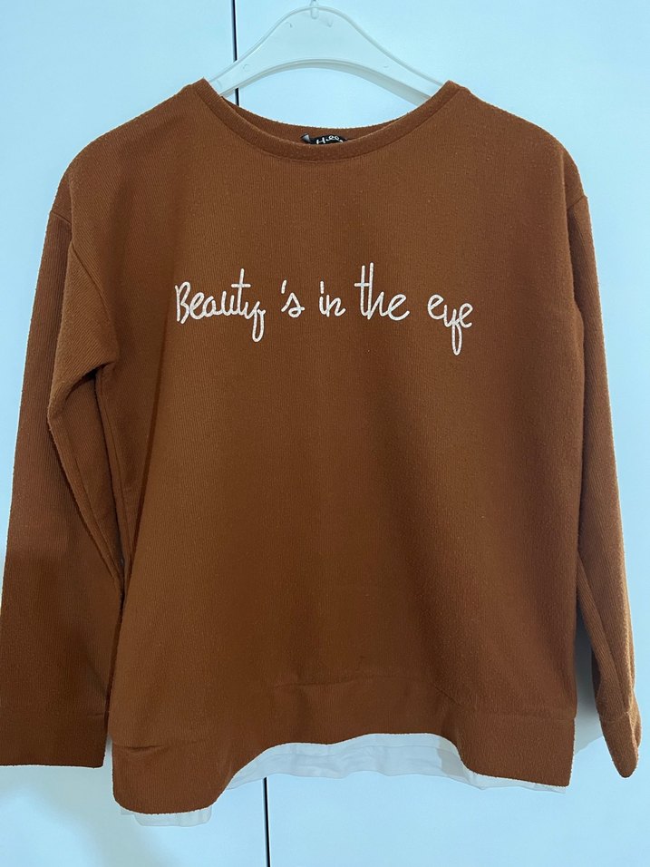 Kadın Kahverengi Pamuklu Sweatshirt - Görsel 4