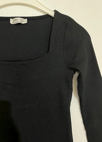 Siyah kare Yaka Uzun Kollu Midi Triko Elbise - Görsel 3