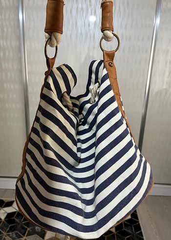 Püsküllü Lacivert Zebra Desenli Kadın Çanta - Görsel 4