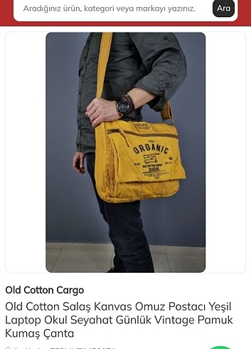 Old Cotton Cargo Old cotton cargo kanvas omuz çantası