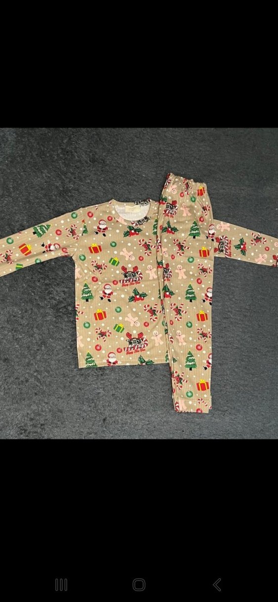 Yeni yıl temalı pamuklu çocuk pijama takımı - Görsel 2