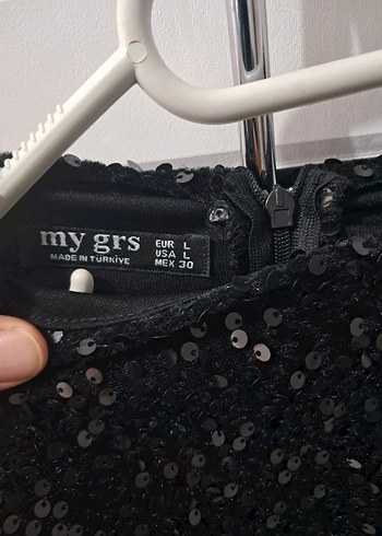 payetli siyah kadın abiye elbise - Görsel 3