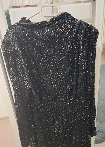 payetli siyah kadın abiye elbise - Görsel 2