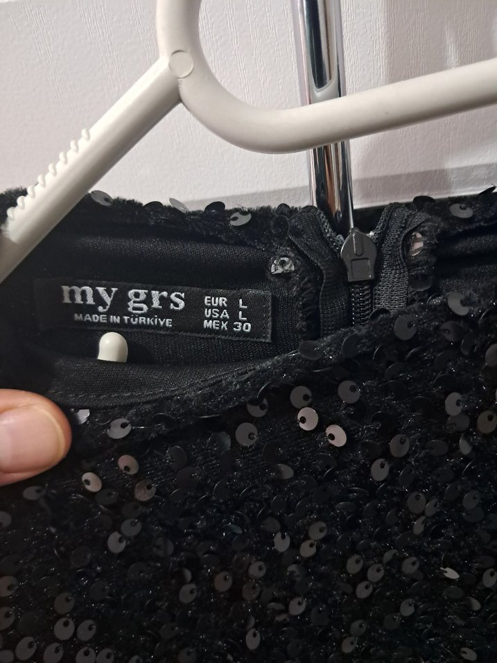 payetli siyah kadın abiye elbise - Görsel 3