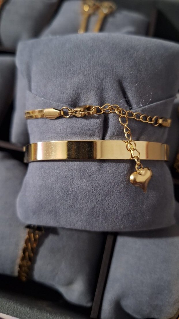 Günlük Kullanım İçin Zincir Detaylı Altın Renk Bileklik - Görsel 2