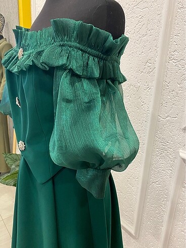 40 Beden Yeşil yelek detaylı elbise