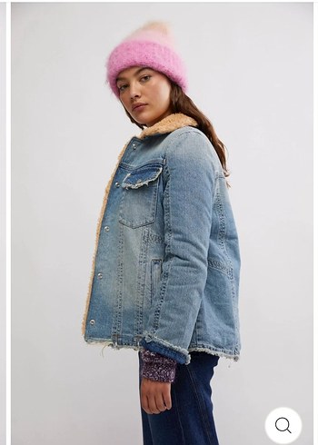 Diğer #free people Açık Mavi Kürklü Kadın Denim Ceket