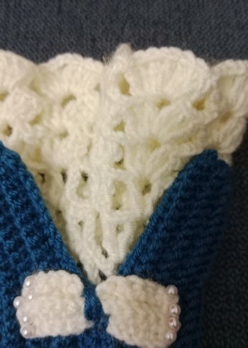 Renkli Bohem Mavi Örgü Kadın Eldiven - Görsel 4