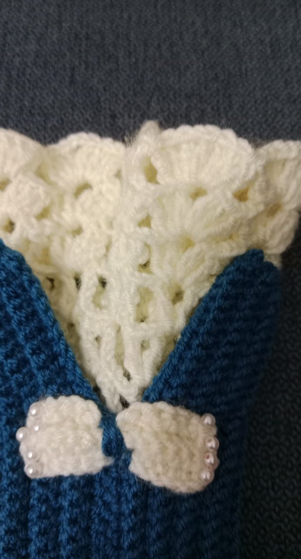 Renkli Bohem Mavi Örgü Kadın Eldiven - Görsel 4