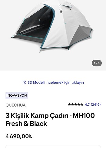 Decathlon fresh black çadır - Görsel 5